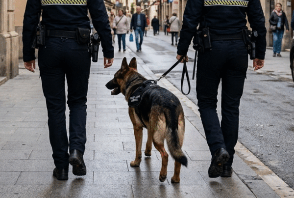 Imagen de patrulla de policia local con perro policia. IA. Nulidad selección Unidad Canina Sabadell