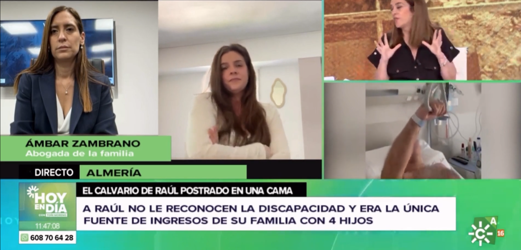 Ambar Zambrano habla del accidente laboral de Raúl Miralles en el programa de Canal Sur 'Hoy en Día'.